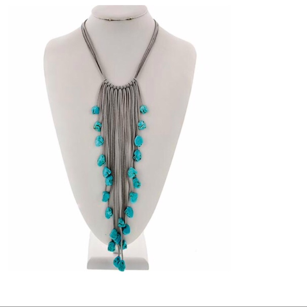 Turquoise and Suede Necklace
